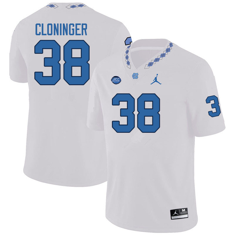 Men #38 Aiden Cloninger North Carolina Tar Heels College Football Jerseys Sale-White